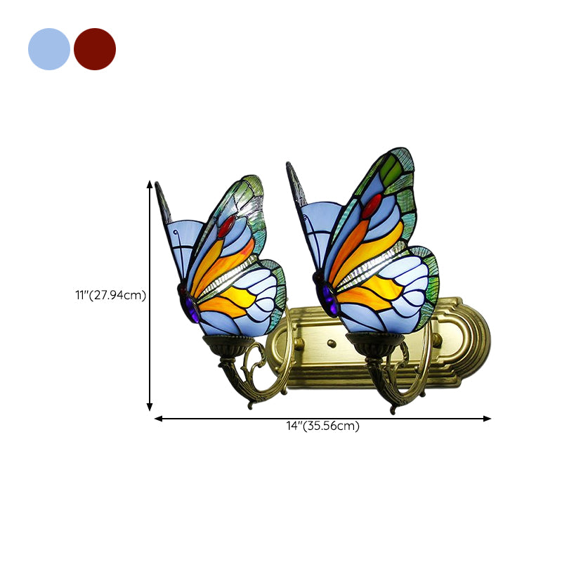 Tiffany Butterfly Sconce Light Fixtures Glass Wall Light Sconce for Bedroom