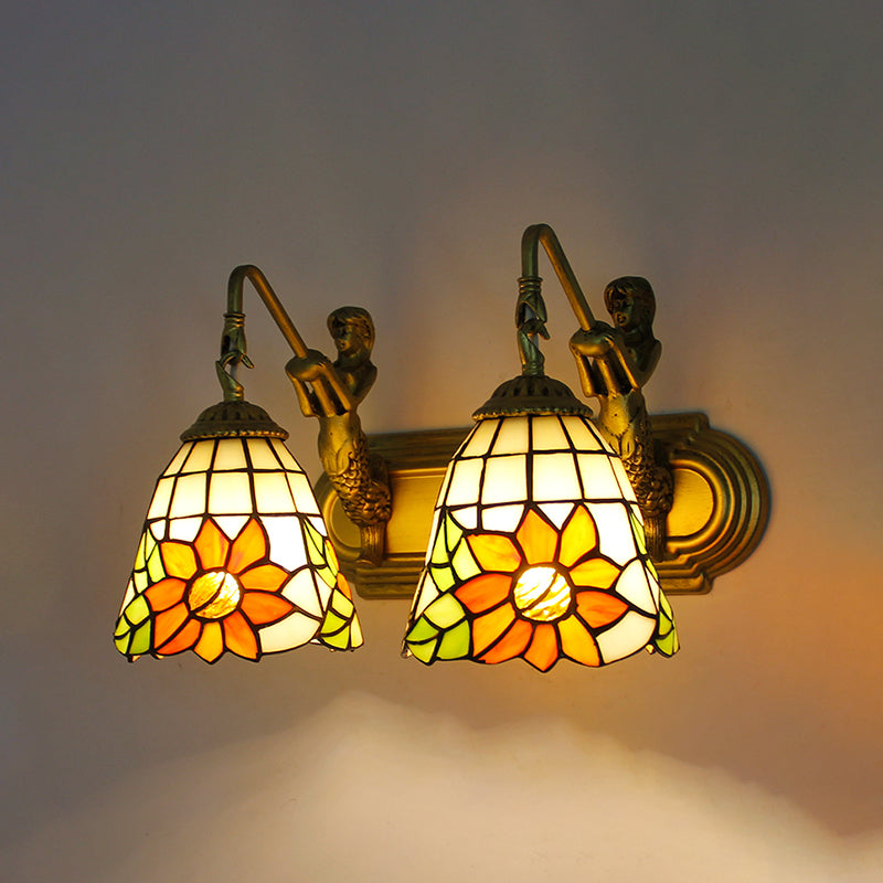 Tiffany Glass Vanity Light Creative Wall Light Sconce for Washroom