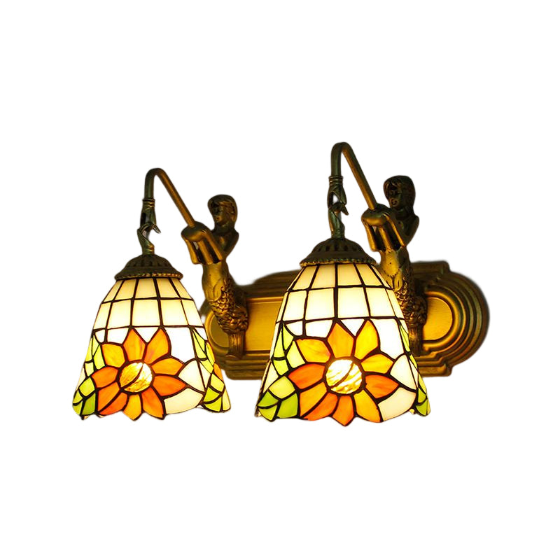 Tiffany Glass Vanity Light Creative Wall Light Sconce for Washroom