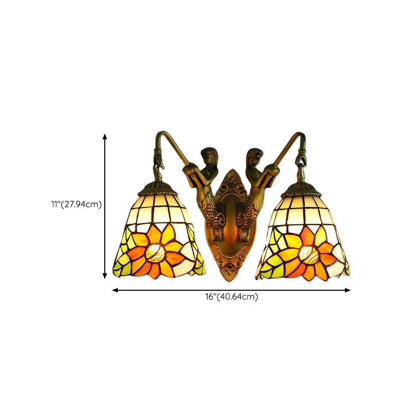 Tiffany Glass Vanity Light Creative Wall Light Sconce for Washroom