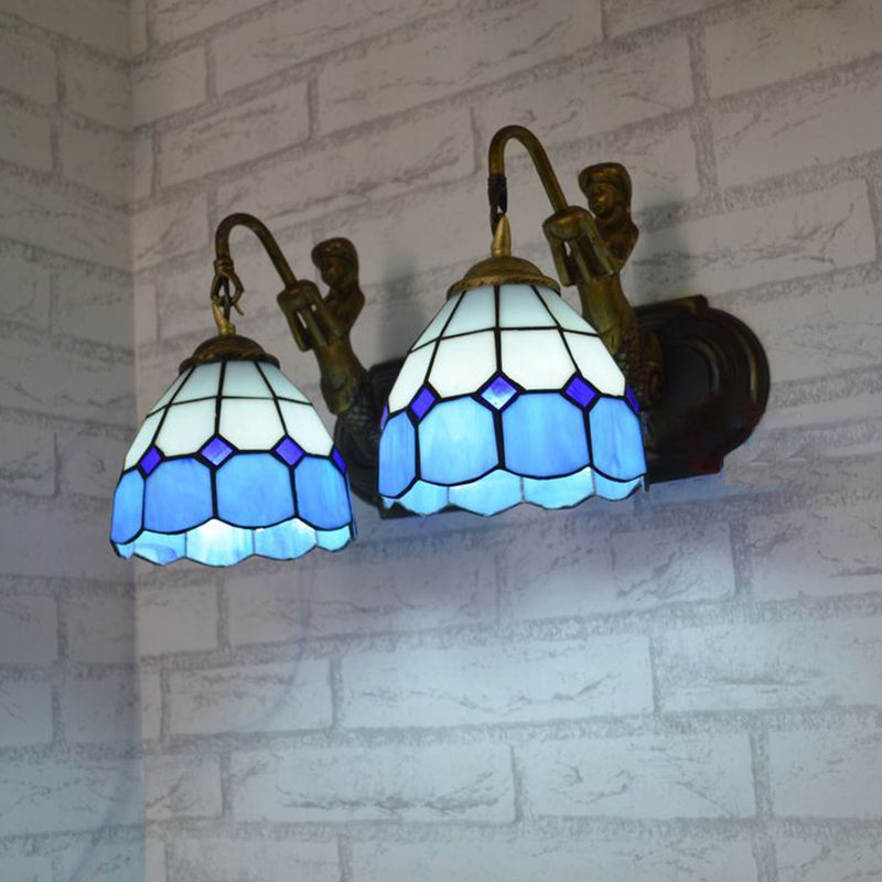 Tiffany Glass Vanity Light Colorful Wall Light Sconce for Washroom