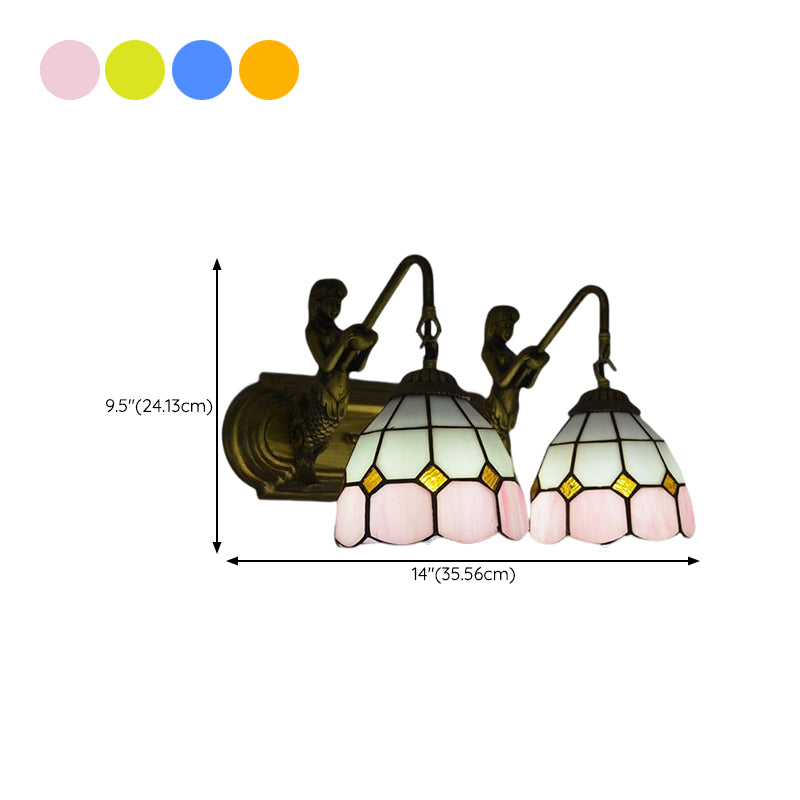 Tiffany Glass Vanity Light Colorful Wall Light Sconce for Washroom