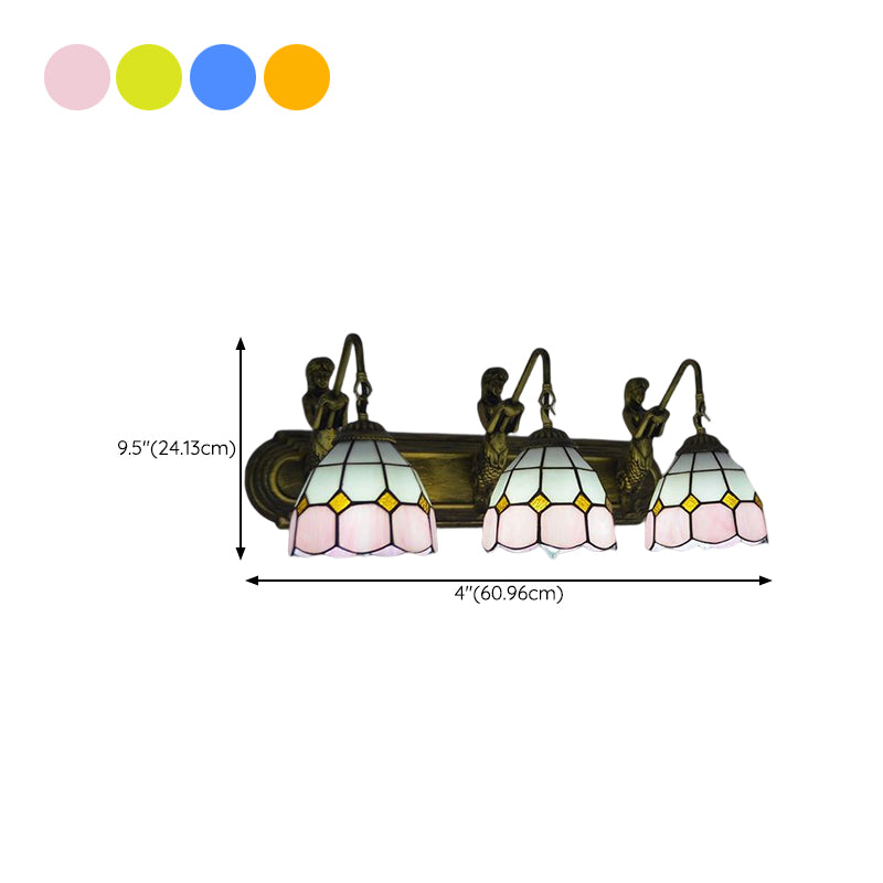 Tiffany Glass Vanity Light Colorful Wall Light Sconce for Washroom