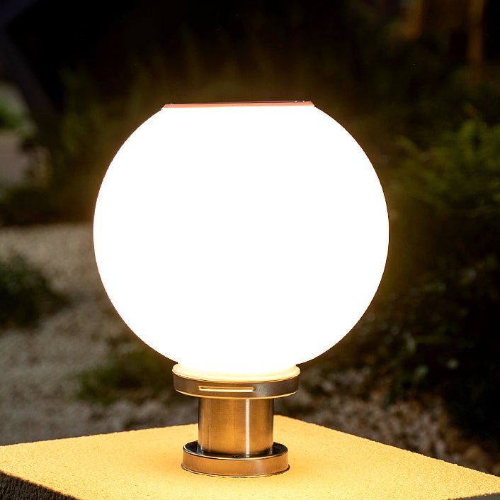 Contemporary Outdoor Lamp Minimalist Solar Lamp with Acrylic Shade for Backyard