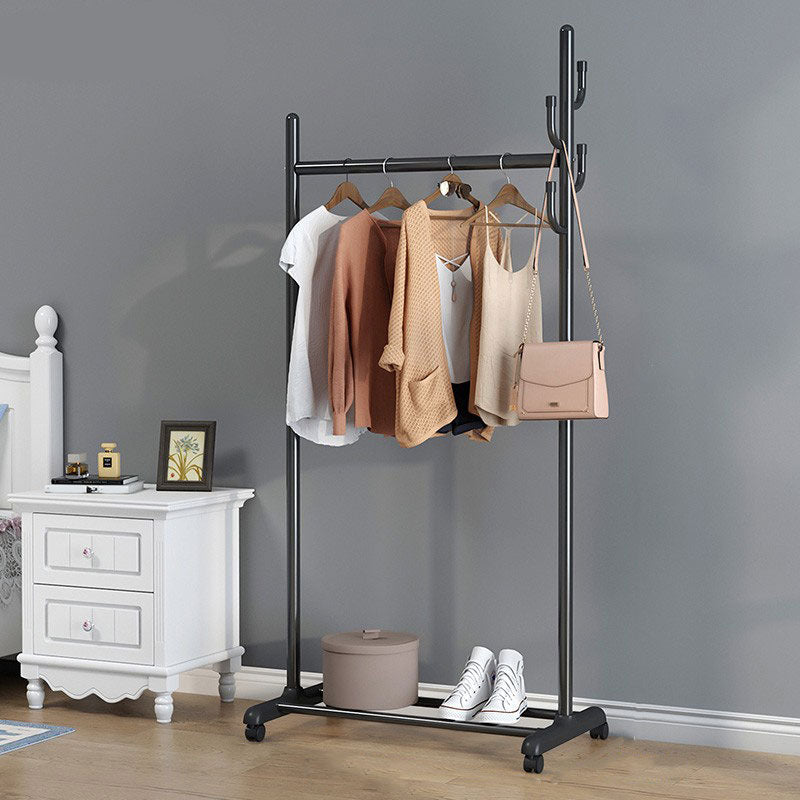 Contemporary Metal Coat Hanger Standing Storage Shelving Coat Rack with Coat Hooks