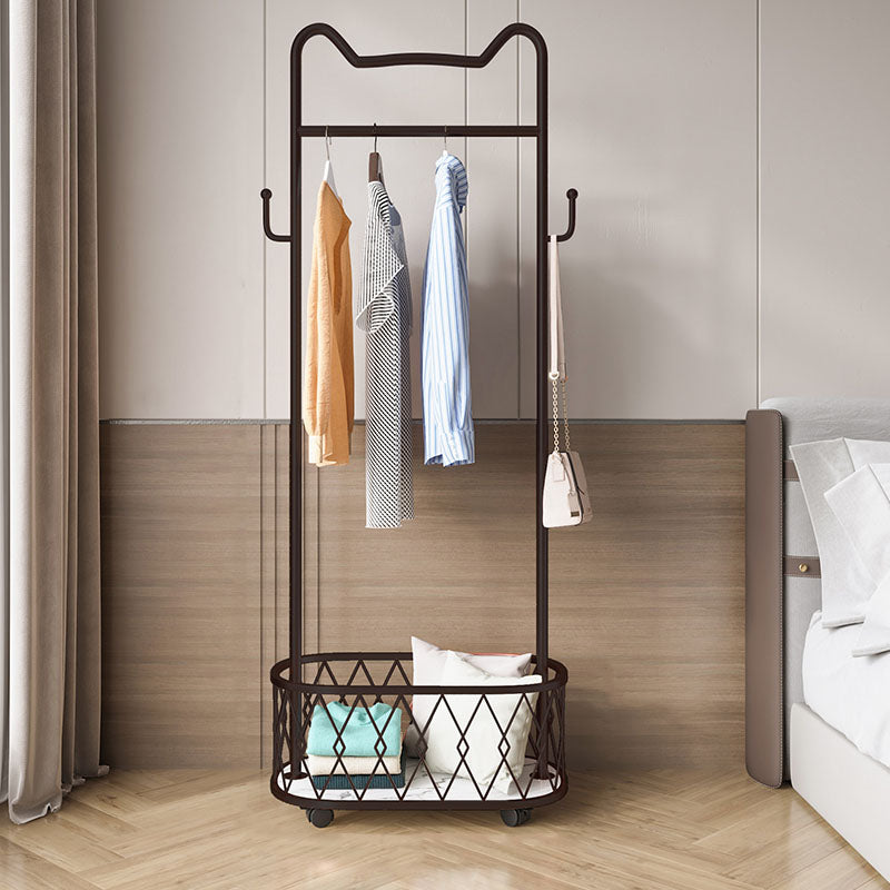 Glam Metallic Coat Hanger Free Standing Scroll Wheel Design Coat Rack for Bedroom