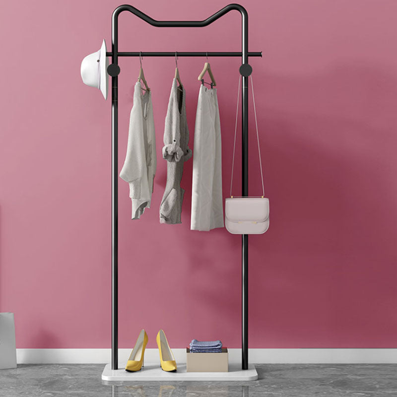 Contemporary Coat Rack Hanging Rail and Hooks Metal Framed Hall Stand