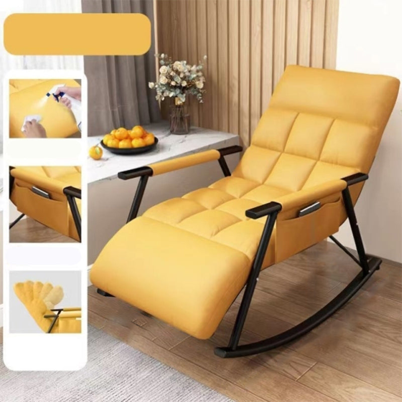 Creative Tufted Recliner Chair Solid Color Faux Leather Rocker Chair