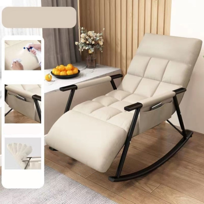 Creative Tufted Recliner Chair Solid Color Faux Leather Rocker Chair