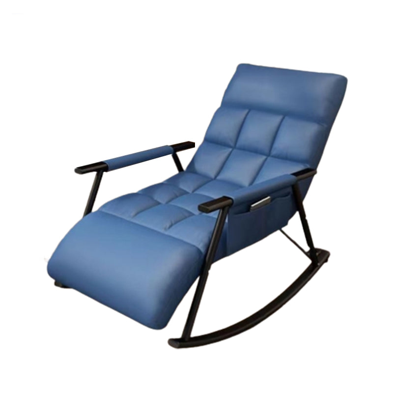 Creative Tufted Recliner Chair Solid Color Faux Leather Rocker Chair