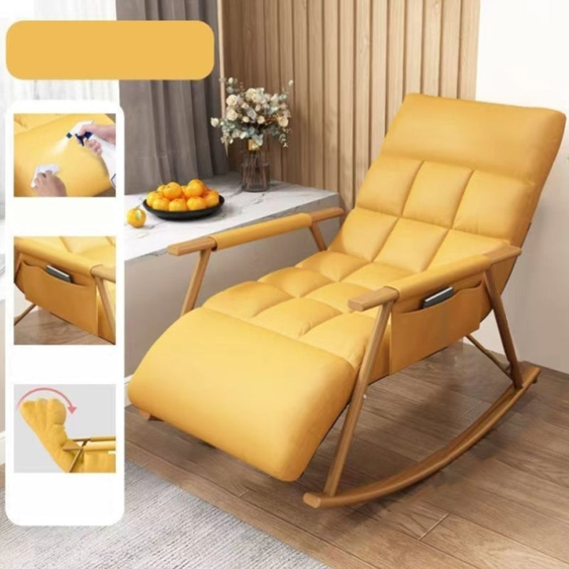 Creative Tufted Recliner Chair Solid Color Faux Leather Rocker Chair