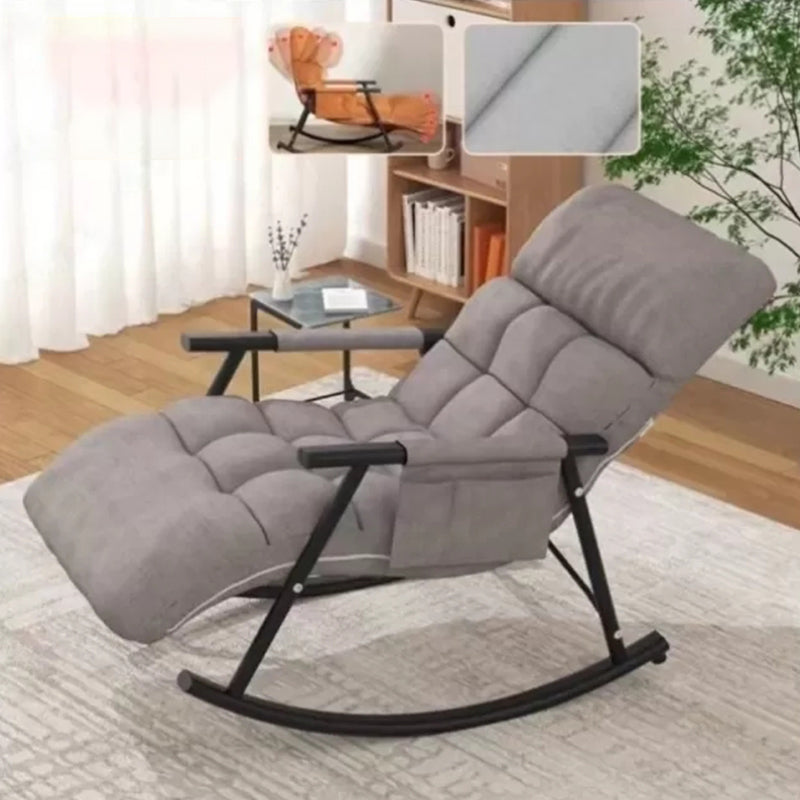 Creative Tufted Recliner Chair Solid Color Faux Leather Rocker Chair