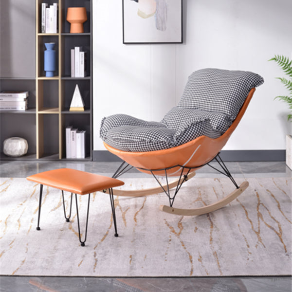 Leisure Glider Chair Pure Color Water Resistant Faux Leather Chair with Ottoman