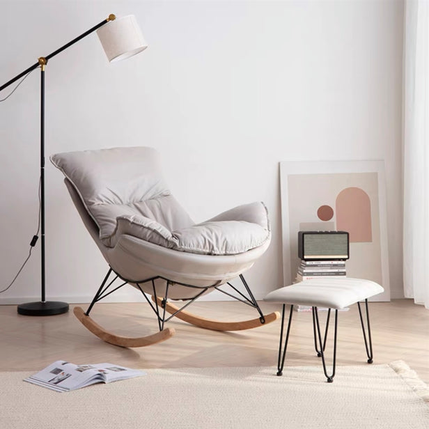 Leisure Glider Chair Pure Color Water Resistant Faux Leather Chair with Ottoman