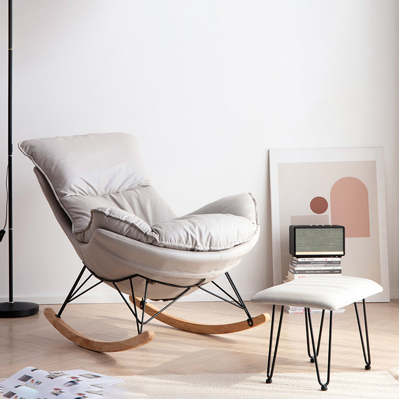 Modern Rocker Chair Upholstered with Dark legs Glider for Living Room