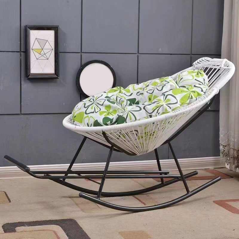 Modern Woven Rope Rocker Chair Rattan Rocking Chair for Living Room