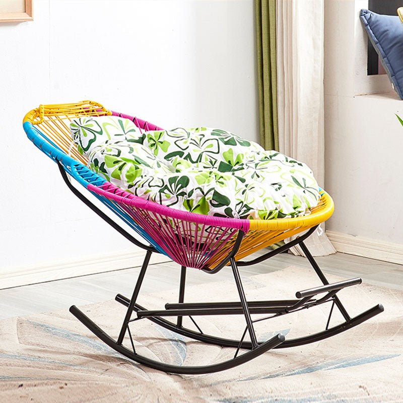 Modern Woven Rope Rocker Chair Rattan Rocking Chair for Living Room