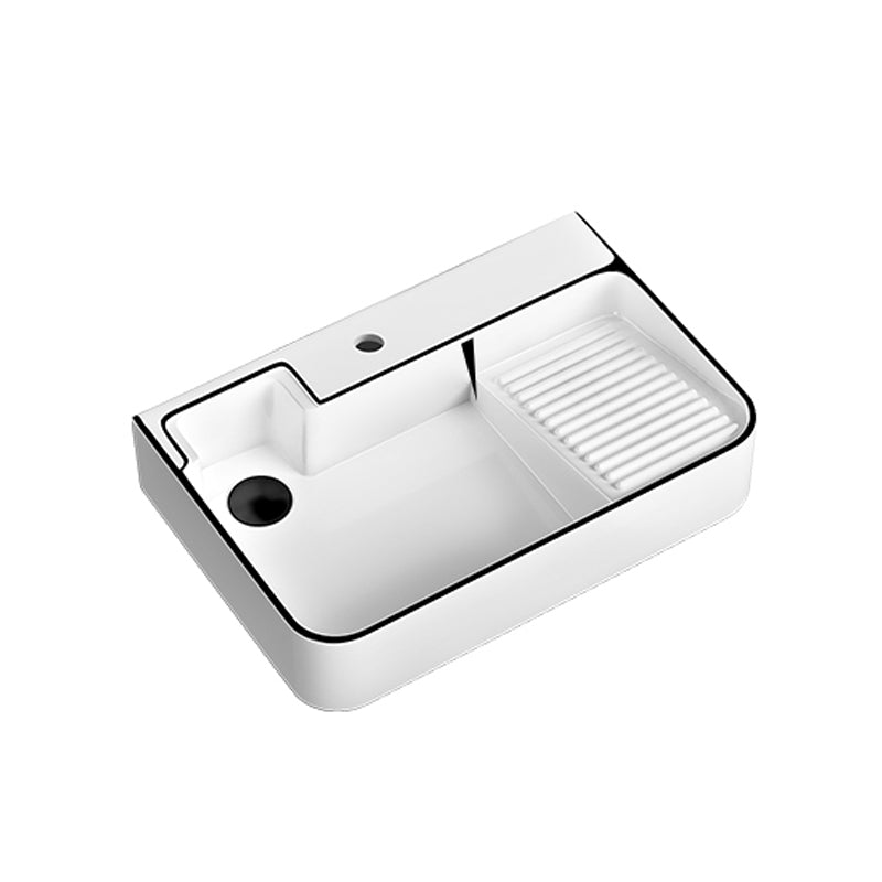 Contemporary Bathroom Sink Porcelain Solid Color Rectangular Vessel Sink with Pop-Up Drain