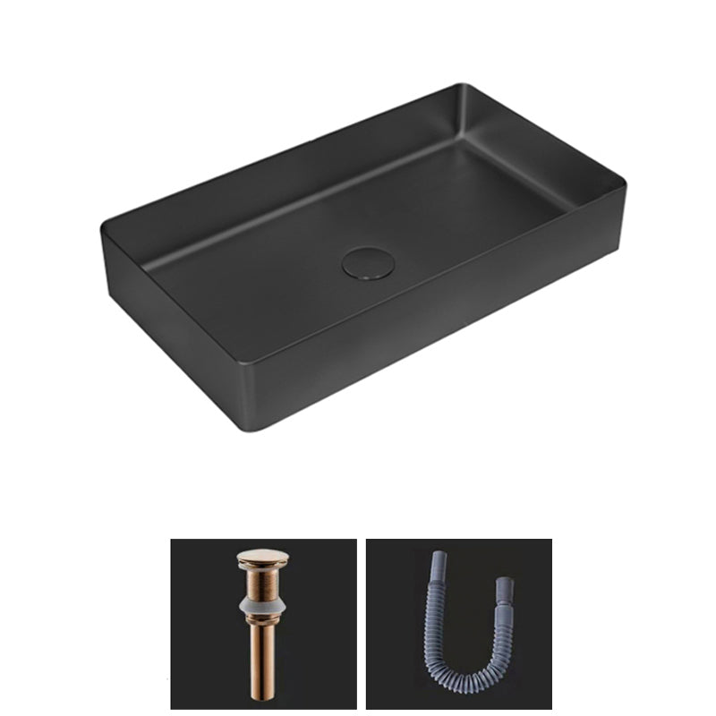 Modern Bathroom Sink Metal Rectangular Vessel Bathroom Sink with Pop-Up Drain