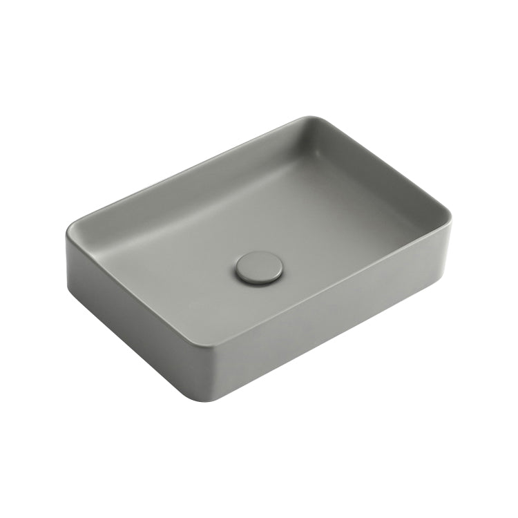 Modern Bathroom Sink Porcelain Rectangular with Pop-Up Drain Vessel Lavatory Sink