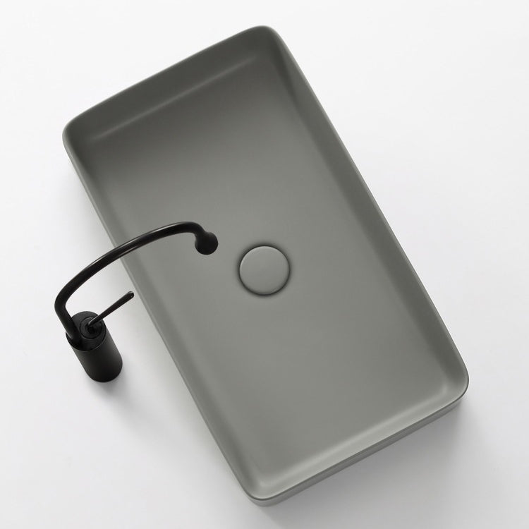 Modern Bathroom Sink Porcelain Rectangular with Pop-Up Drain Vessel Lavatory Sink