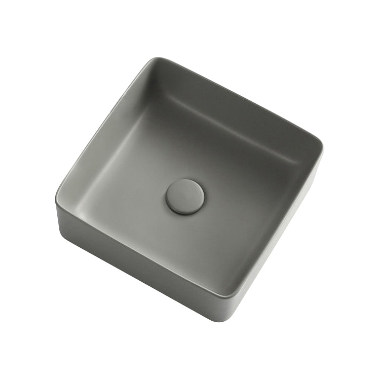 Modern Bathroom Sink Porcelain Rectangular with Pop-Up Drain Vessel Lavatory Sink