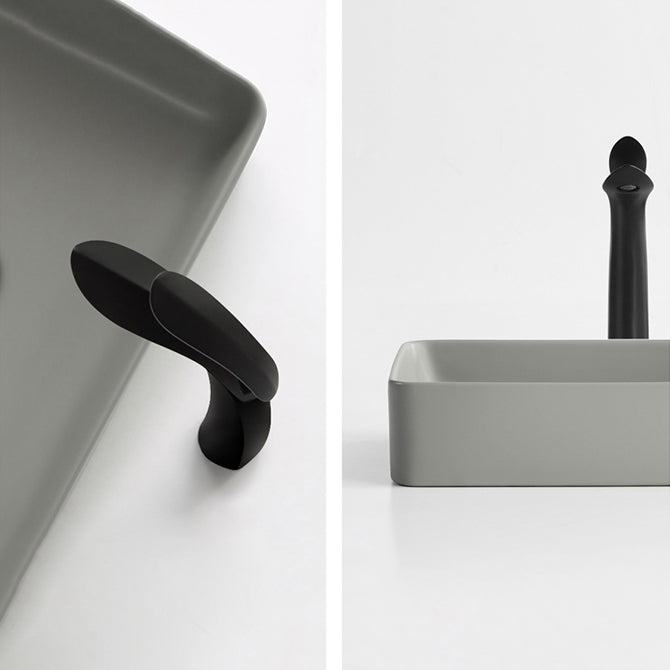 Modern Bathroom Sink Porcelain Rectangular with Pop-Up Drain Vessel Lavatory Sink