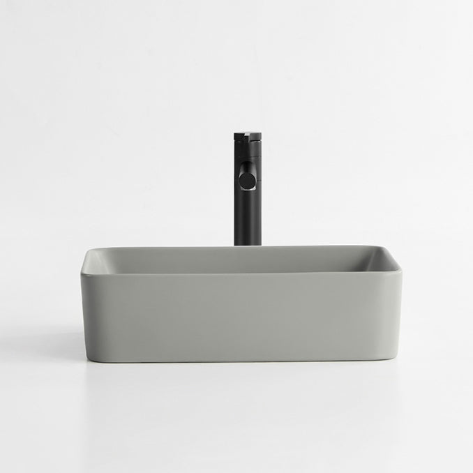 Modern Bathroom Sink Porcelain Rectangular with Pop-Up Drain Vessel Lavatory Sink