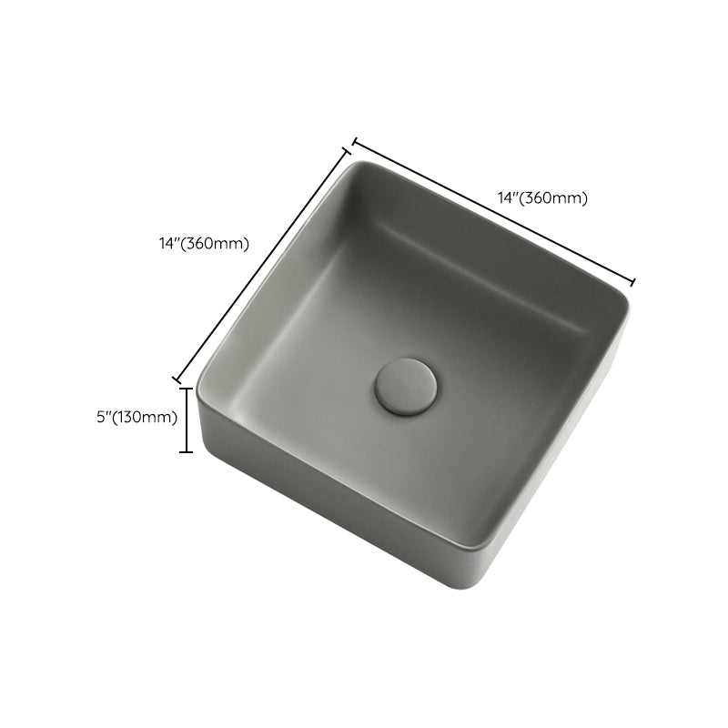 Modern Bathroom Sink Porcelain Rectangular with Pop-Up Drain Vessel Lavatory Sink