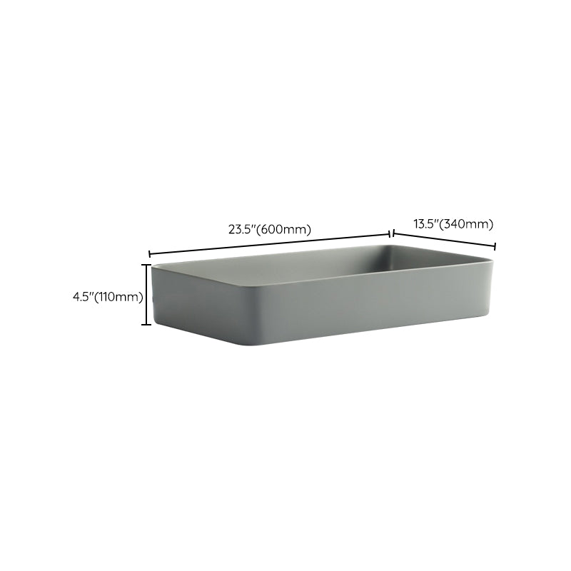 Modern Bathroom Sink Porcelain Rectangular with Pop-Up Drain Vessel Lavatory Sink