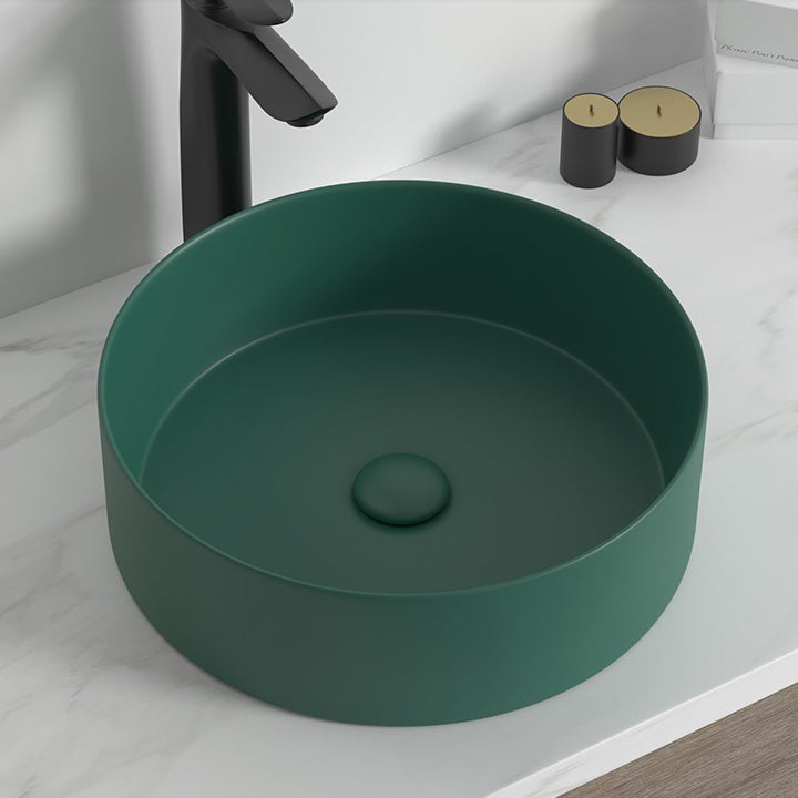 Modern Bathroom Sink Porcelain Round Wash Stand (Faucet Not Included )