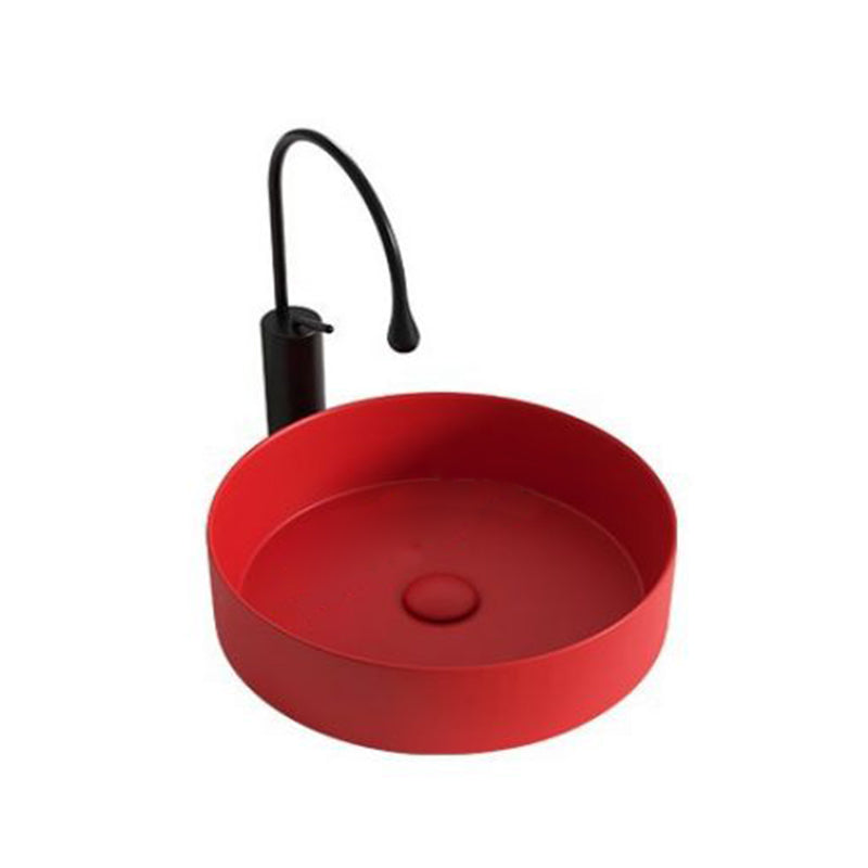Modern Bathroom Sink Porcelain Round Wash Stand (Faucet Not Included )