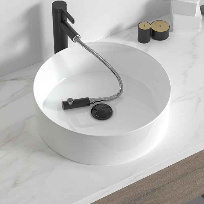 Modern Bathroom Sink Porcelain Round Wash Stand (Faucet Not Included )