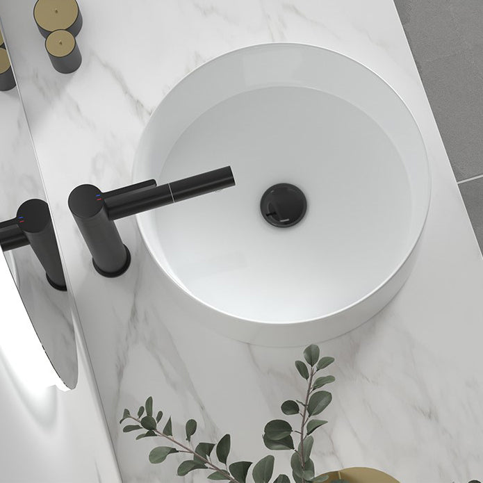 Modern Bathroom Sink Porcelain Round Wash Stand (Faucet Not Included )