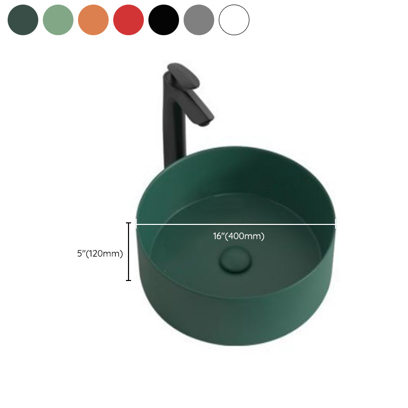 Modern Bathroom Sink Porcelain Round Wash Stand (Faucet Not Included )