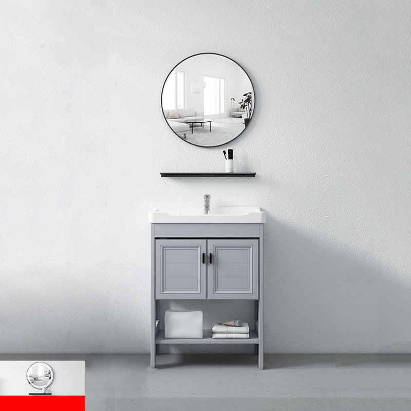 Modern Console Sink Porcelain Rectangular with Right Basin and Faucet Trough Sink