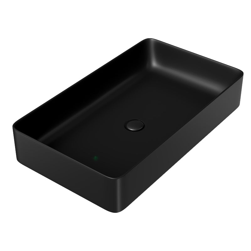 Modern Bathroom Sink Porcelain Rectangular with Drain Assembly and Faucet Vessel Sink