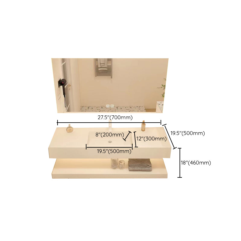 Creative Vanity Sink Mirror Wall-Mounted Bathroom Vanity Set in White
