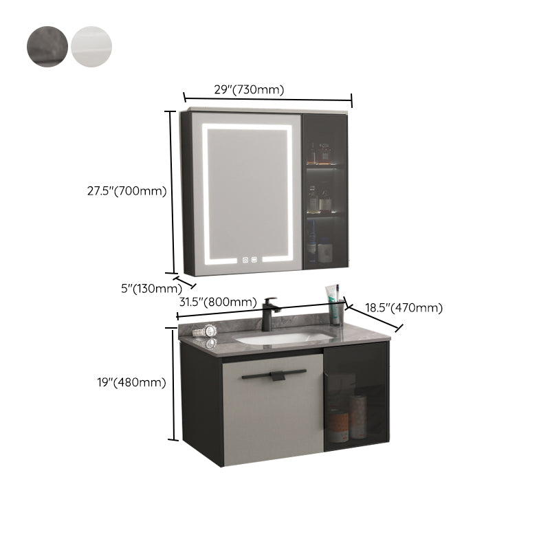 Contemporary Square Sink Cabinet Mirror Cabinet Bathroom Wall Mount Vanity Cabinet