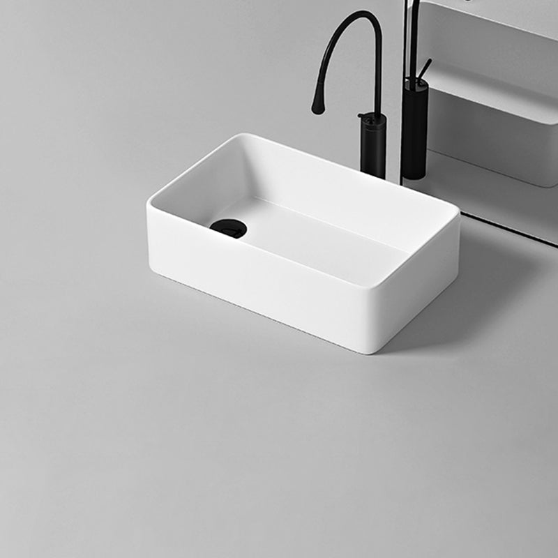 Contemporary Bathroom Sink Porcelain Rectangular Vessel with Pop-Up Drain