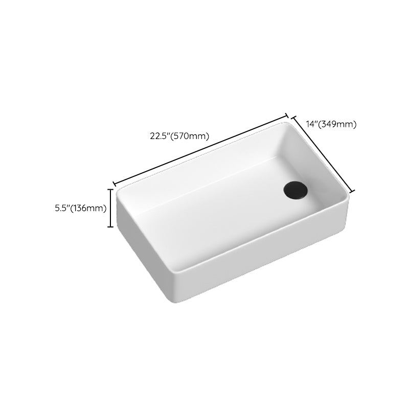 Contemporary Bathroom Sink Porcelain Rectangular Vessel with Pop-Up Drain