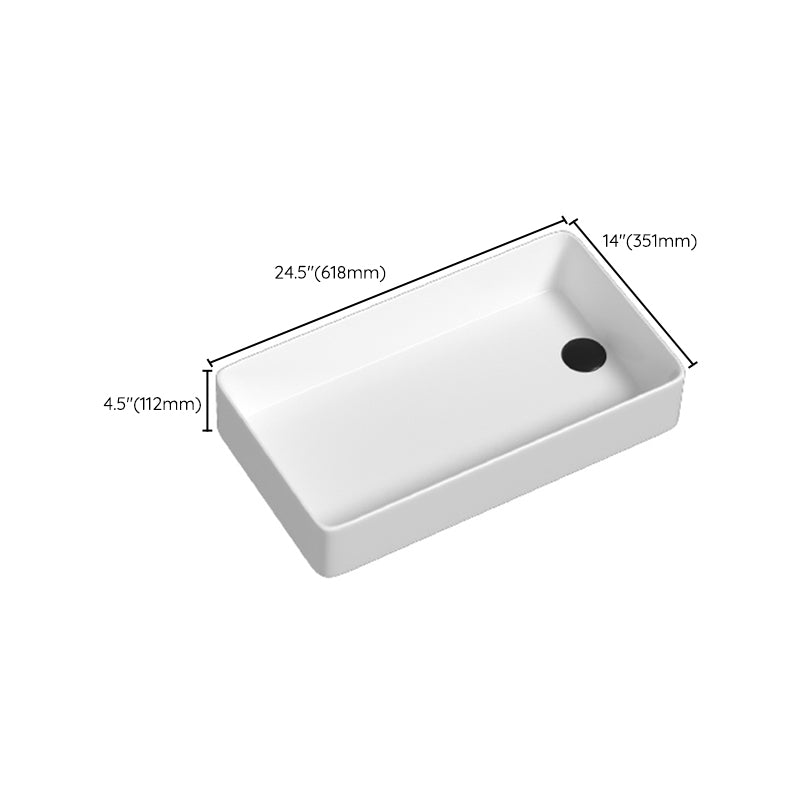 Contemporary Bathroom Sink Porcelain Rectangular Vessel with Pop-Up Drain