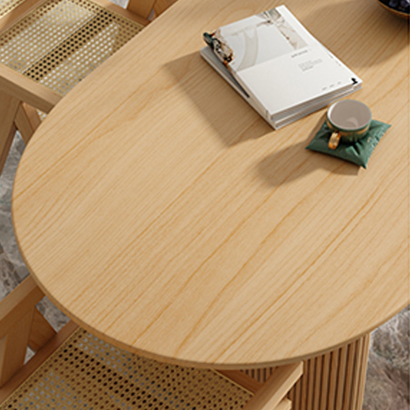 Contemporary Solid Wood Dining Table Oval Double Pedestal Dining Table