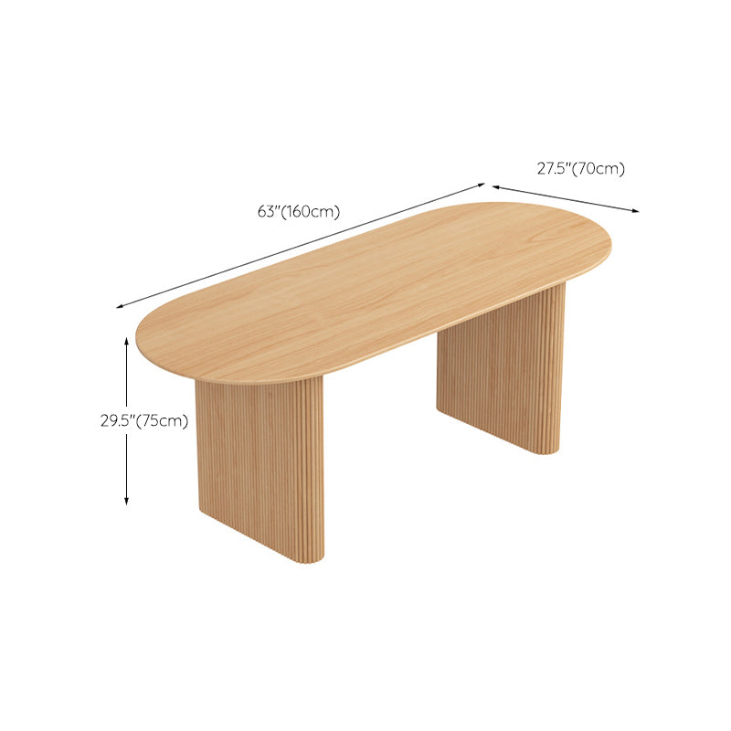 Contemporary Solid Wood Dining Table Oval Double Pedestal Dining Table
