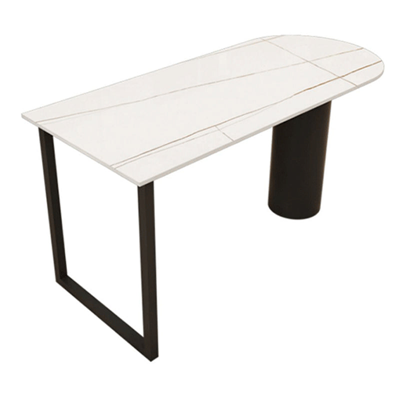 Contemporary Sintered Stone Dining Table Metal Dining Table with Double Pedestal Base