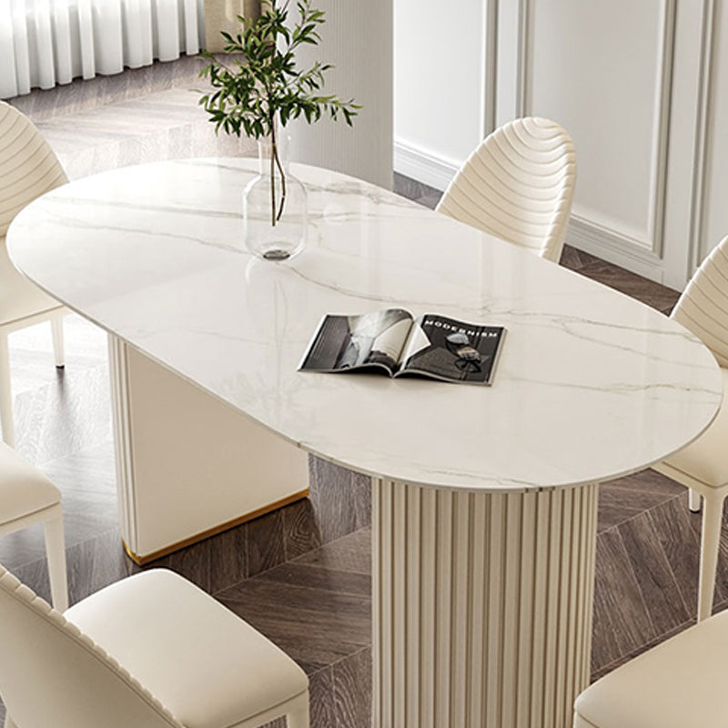 Double Pedestal Dining Room Table Modern Stone Table for Kitchen