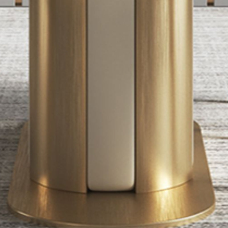 Metal Pedestal Base Dining Table Glam Stone Table for Dining Room