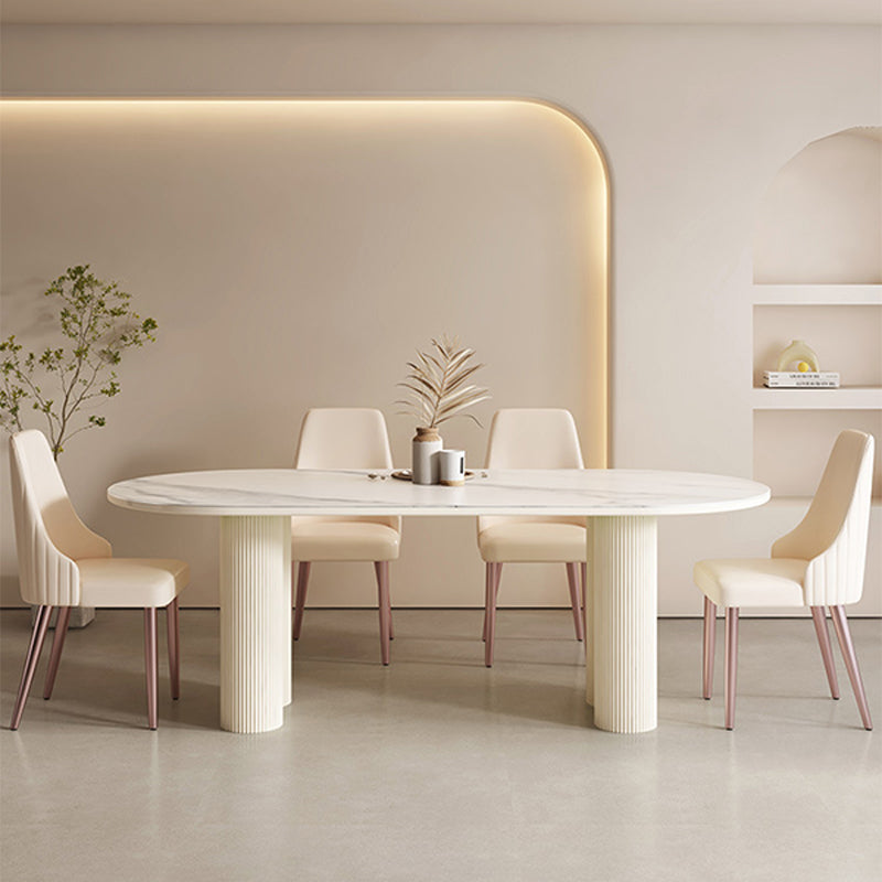 Contemporary Sintered Stone Dining Table Oval Dinner Room Table