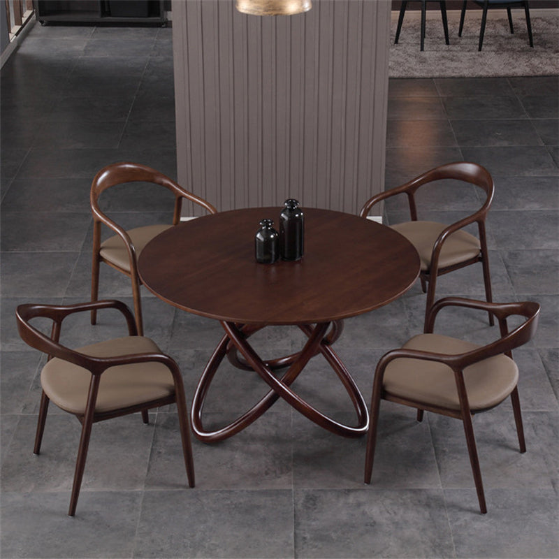Contemporary Solid Wood Dining Table Round Pedestal Base Dining Table for Home