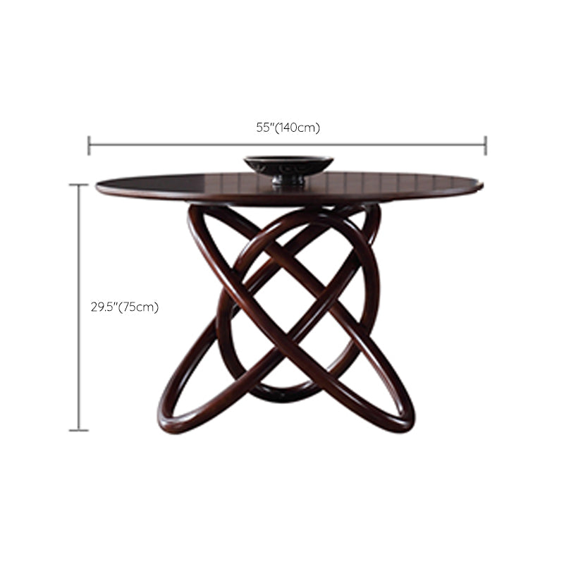 Contemporary Solid Wood Dining Table Round Pedestal Base Dining Table for Home